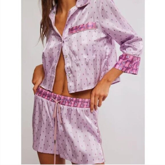FREE PEOPLE NWT Pillow Talk PJ Set / Lilac Combo - S/M (label M) - Picture 4 of 11